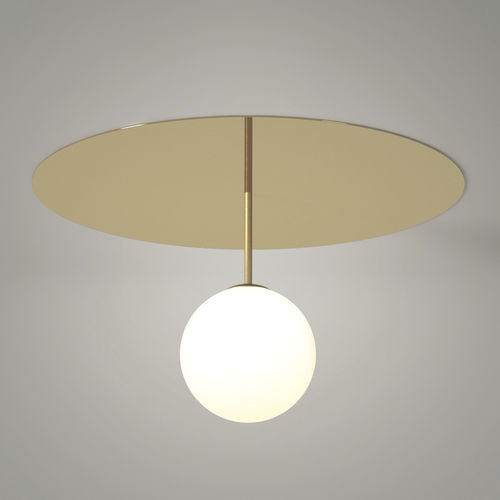Moderne Deckenleuchte - PLATE & SPHERE 2 - Atelier Areti - rund / Glas / poliertes Messing