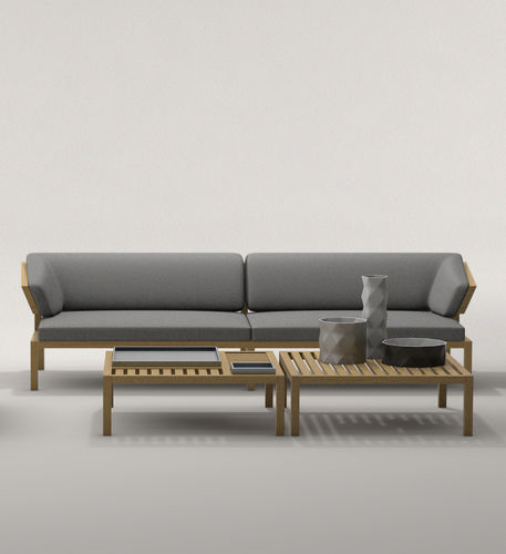 Modernes Sofa - WING - Deesawat Industries - für Garten / grau / Holz