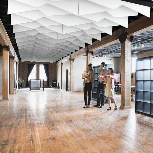 Metall-Akustikbaffel - SOLO™ ZIGZAG - Saint-Gobain Ecophon - Mineralwolle / hängend / Dekor