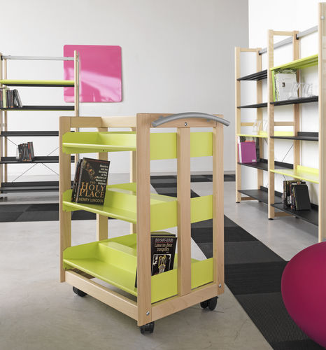Bücherwagen - MAJEO - DPC - für Gewerbegebrauch / Büro / Holz