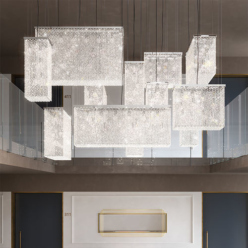 Moderner Kronleuchter - CUBO COMBO S12 200 SQ - Masiero - Metall / Glas / Kristall