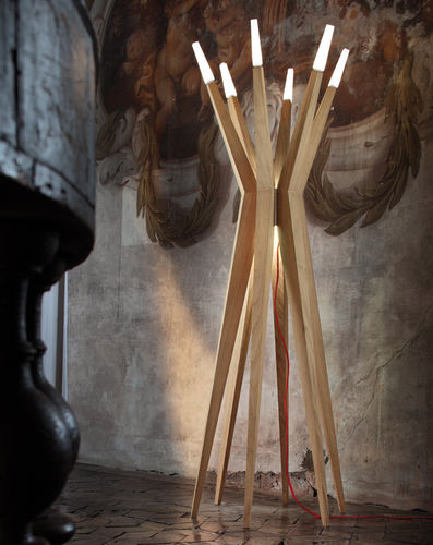 Stehleuchte - FLASHWOOD STL 6 + 6 - Masiero - Eiche / originelles Design / mit Kabel