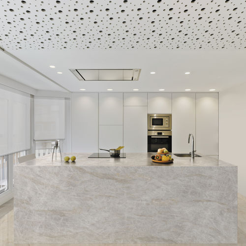 Feinsteinzeug-Arbeitsplatte - TECHLAM® : QUARTZITE STONE - Levantina - für Küche / weiß / hitzebeständig