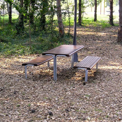 Moderner Picknicktisch - MERCURO - Euroform K. Winkler GmbH - Laubholz / Gestell aus galvanisiertem Stahl / rechteckig