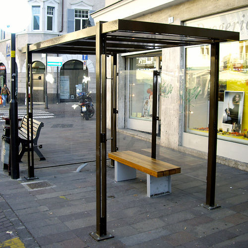 Metall-Buswartehalle - LINEABUS - Euroform K. Winkler GmbH - Polycarbonat / verzinkt / mit Bank