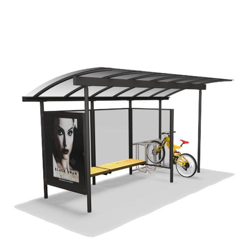 Metall-Buswartehalle - COMBI BUS - Euroform K. Winkler GmbH - Polycarbonat / verzinkt / mit Bank