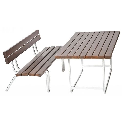 Moderner Picknicktisch - MINI - Euroform K. Winkler GmbH - Laubholz / Gestell aus galvanisiertem Stahl / rechteckig