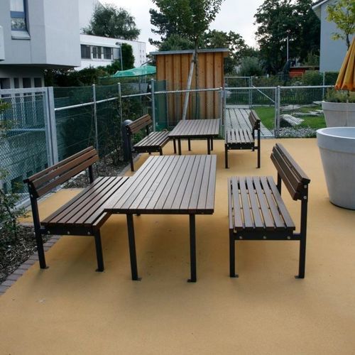 Moderner Picknicktisch - QUATTRO - Euroform K. Winkler GmbH - Laubholz / Gestell aus galvanisiertem Stahl / rechteckig