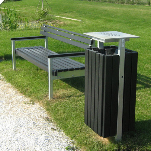 Park-Abfallbehälter - QUATTRO - Euroform K. Winkler GmbH - bodenstehend / Stahl / Laubholz