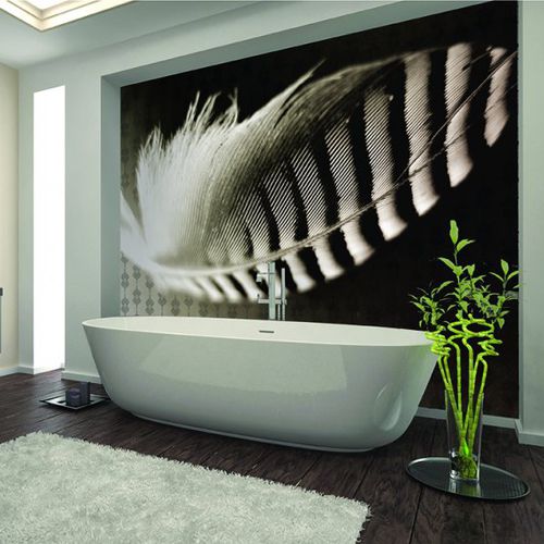 Moderne Tapete - PLUME ECRU - Agena Srl - Vlies / Motiv / weiß