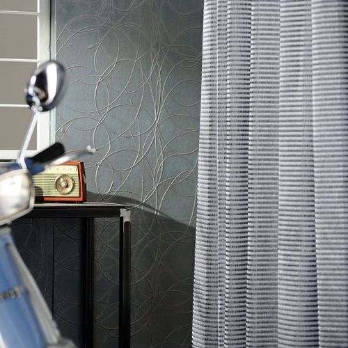 Vorhangstoff - JAY - Agena Srl - Streifenmuster / Polyester / Leinen