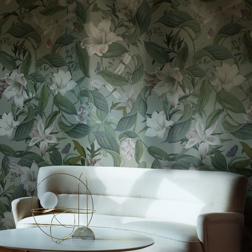 Moderne Tapete - FLEUR DE LIS - Agena Srl - Stoff / Blumen / bedruckt