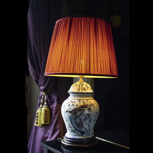 Tischlampe - FAGIANI - Le Porcellane - Seide / Holz / Porzellan