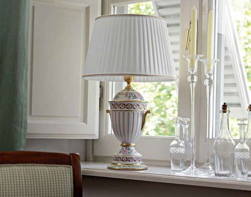 Tischlampe - LIMOGES - Le Porcellane - Stoff / Porzellan / Stil