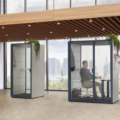 Höhenverstellbares POD-Büro - QABIN  - Ahrend - mit Glastür / für 1 Person / Akustik