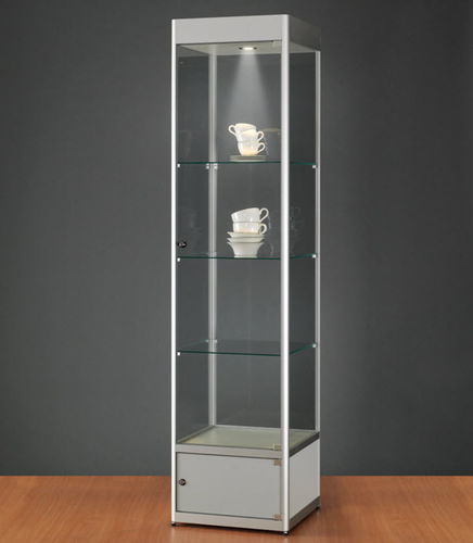 Moderne Vitrine - 116 500 WITH HEADER & STORAGE - SDB Vitrinebouw BV - Glas / Holz / anodisiertes Aluminium