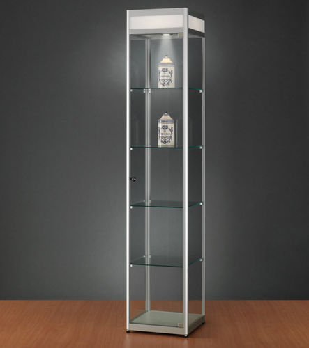 Moderne Vitrine - 114 WITH HEADER - SDB Vitrinebouw BV - Glas / Holz / anodisiertes Aluminium