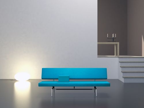 Moderne Polsterbank - BR 02 - spectrumdesign - Leder / mit Rückenlehne / blau