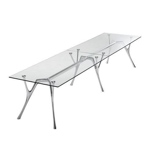 Moderner Tisch - PEGASO INFINITO  - Caimi Brevetti SpA - Hartglas / Gestell aus Aluminium / rechteckig