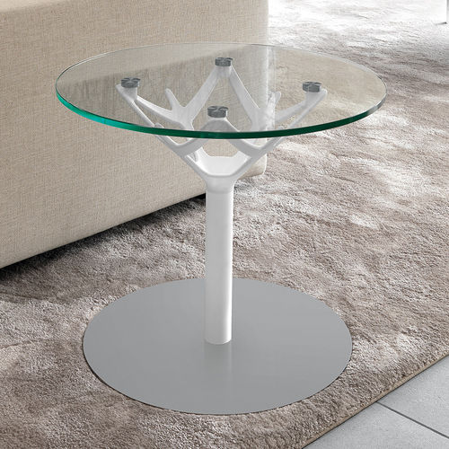 Moderner Beistelltisch - CICERONE  - Caimi Brevetti SpA - Hartglas / pulverbeschichteter Stahl / HPL