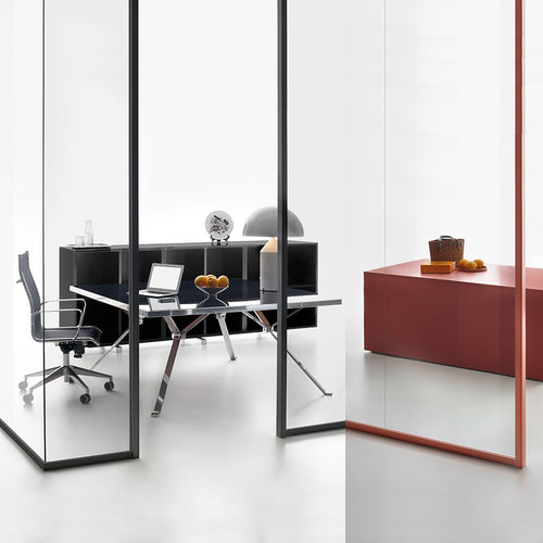 Festinstallierte Trennwand - WALLSYSTEM - Manerba - Holz / Glas / Büro