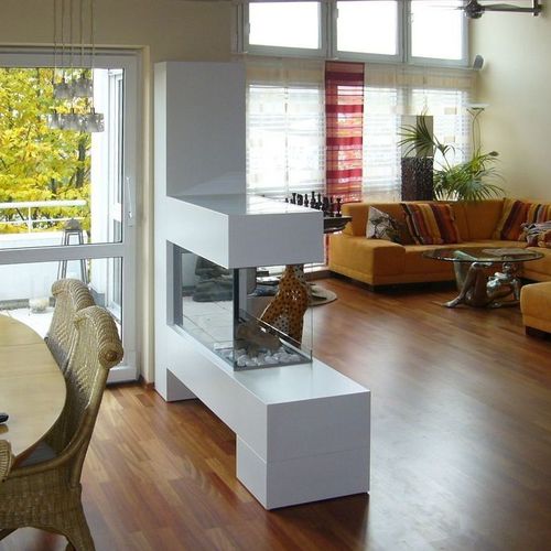 Elektrokamin - ASPECT L100 - Kamin-Design GmbH & Co KG Ingolstadt - bodenstehend / mit 3 Sichtseiten / offene Feuerstelle