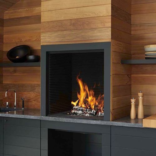Holzkamin - UNIVERSAL BBQ 2 - Metalfire Architectural fireplaces - Einbau / Einseitig / für Garten