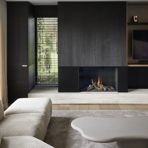 Geschlossene Feuerstelle / Gas - Avenue 1050-75 with concept - Metalfire Architectural fireplaces - mit 1 Sichtseite / Stahl / Gusseisen