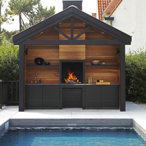 Holzkamin - UNIVERSAL BBQ - Metalfire Architectural fireplaces - Einbau / Einseitig / für Garten