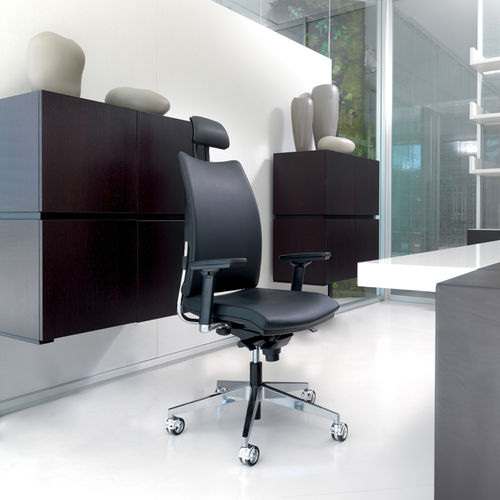 Moderner Chefsessel - OVERTIME - LUXY - Maschen / Leder / Metall