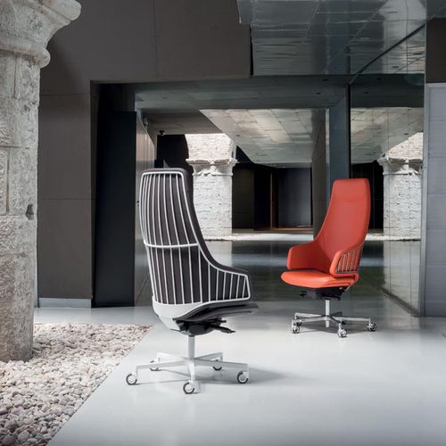 Moderner Chefsessel - ITALIA - LUXY - Leder / Metall / schrägstellbar