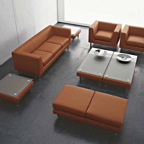 Modernes Sofa - CUBE - LUXY - Leder / braun / Contract