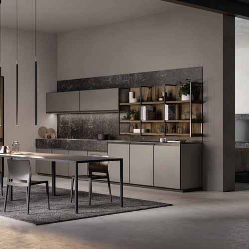 Moderne Küche - KRONOS 3 - Arredo3 s.r.l. - Holzfurnier / Keramik / mit