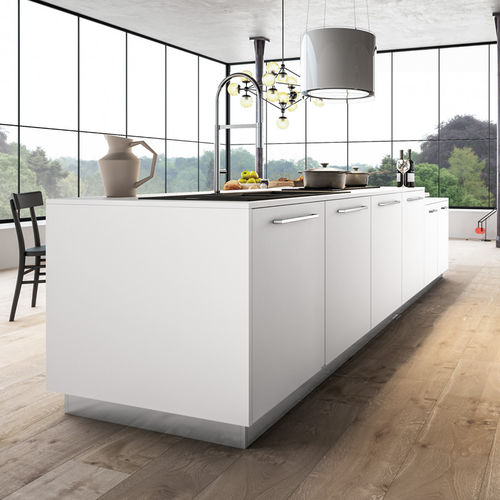 Moderne Küche - TIME 4 - Arredo3 s.r.l. - lackiertes Glas / Corian® / Edelstahl