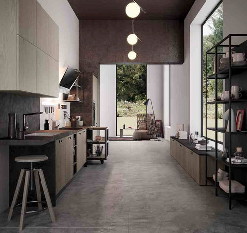 Moderne Küche - ASIA 6 - Arredo3 s.r.l. - Holzfurnier / Laminat / mit Griffen