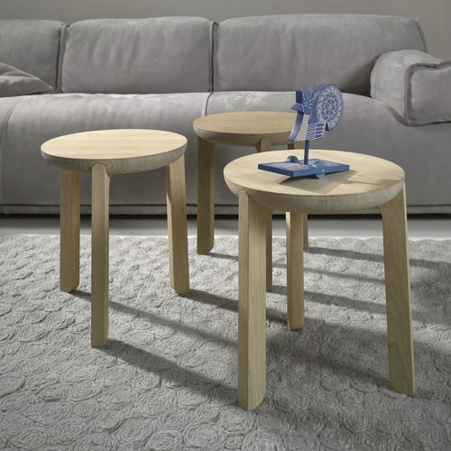 Moderner Hocker - JURO - JAVORINA - Stoff / Eiche / Massivholz