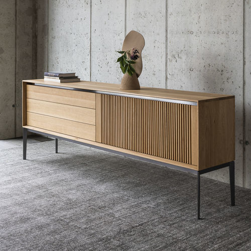 Hohes Sideboard - LINK+ - JAVORINA - wandmontiert / modern / Eiche