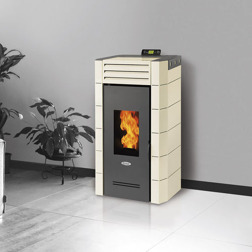 Wasserführender Kaminofen / Pellet - H19A - FAIR srl - 10 kW...20 kW / modern / Stahl