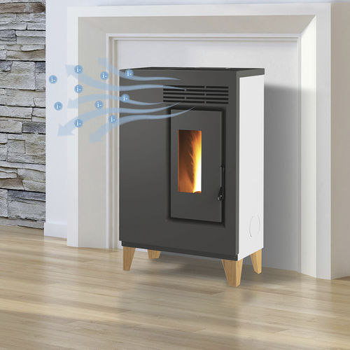 Pelletkaminofen - ECO60H – PIEDINI LEGNO NATURALE - FAIR srl - 0 - 5 kW / auf Füßen / modern