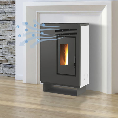 Pelletkaminofen - ECO60H – PIEDISTALLO ACCIAIO GRIGIO - FAIR srl - 0 - 5 kW / auf Füßen / modern
