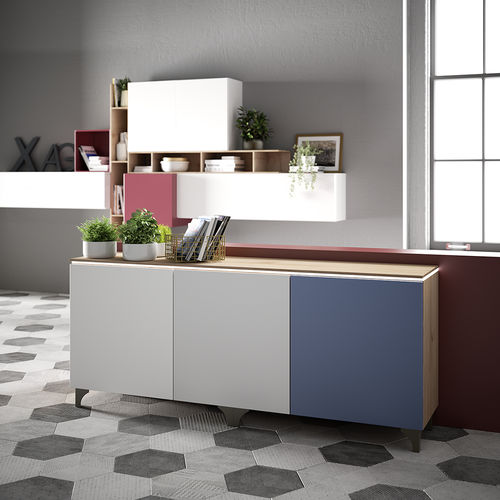 Modernes Sideboard - MD06PL - GIESSEGI - lackiertes Holz / grau / blau