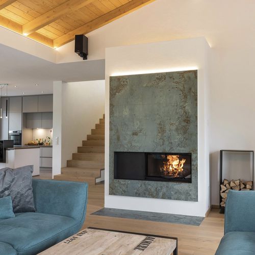 Holzkamin - VIOLINO - Rüegg Cheminée Schweiz AG - Einbau / Einseitig / geschlossene Feuerstelle