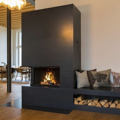 Holzkamin - ECO 720  - Rüegg Cheminée Schweiz AG - Einbau / Ecken / doppelseitig