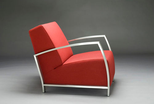 Sessel / minimalistisches Design - BLONDY  - mminterier - Leder / Stoff / mit Fußstütze