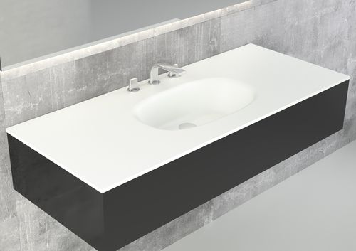 Einbauwaschbecken - FLOW 1S - HIDROBOX by absara - Mineralwerkstoff / mit verstellbarem Spiegel / oval
