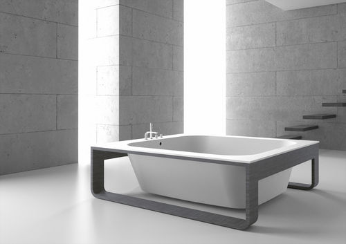 Quadratische Badewanne - ALFA FUSION 170x170 - HIDROBOX by absara - auf Füßen / Mineralwerkstoff / weiß