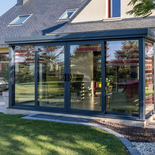 Glasschiebetür - S 42 - heroal - Aluminium / mit Doppelverglasung / dreiflügelig