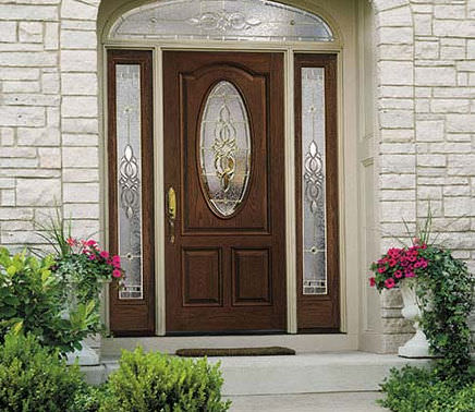 Eingangstür - ARCHITECT SERIES® 3 PANEL SCROLL TOP - PELLA - Glasfaser / einflügelig / halbverglast