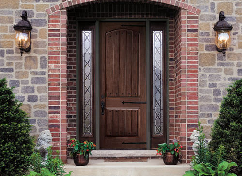 Eingangstür - ARCHITECT SERIES® PLANK 2 PANEL ARCH - PELLA - Glasfaser / einflügelig / halbverglast
