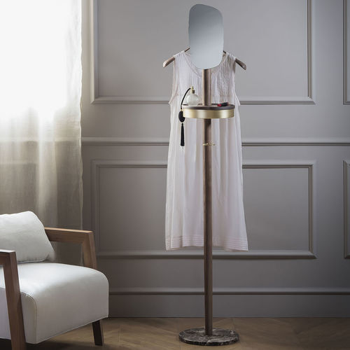 Bodenstehender stummer Diener - STAND - NOMON - poliertes Messing / Nussbaum / Marmor
